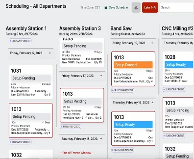 Static ERP production plan showing manual scheduling