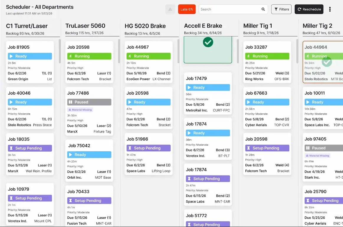 ERP drag and drop scheduling